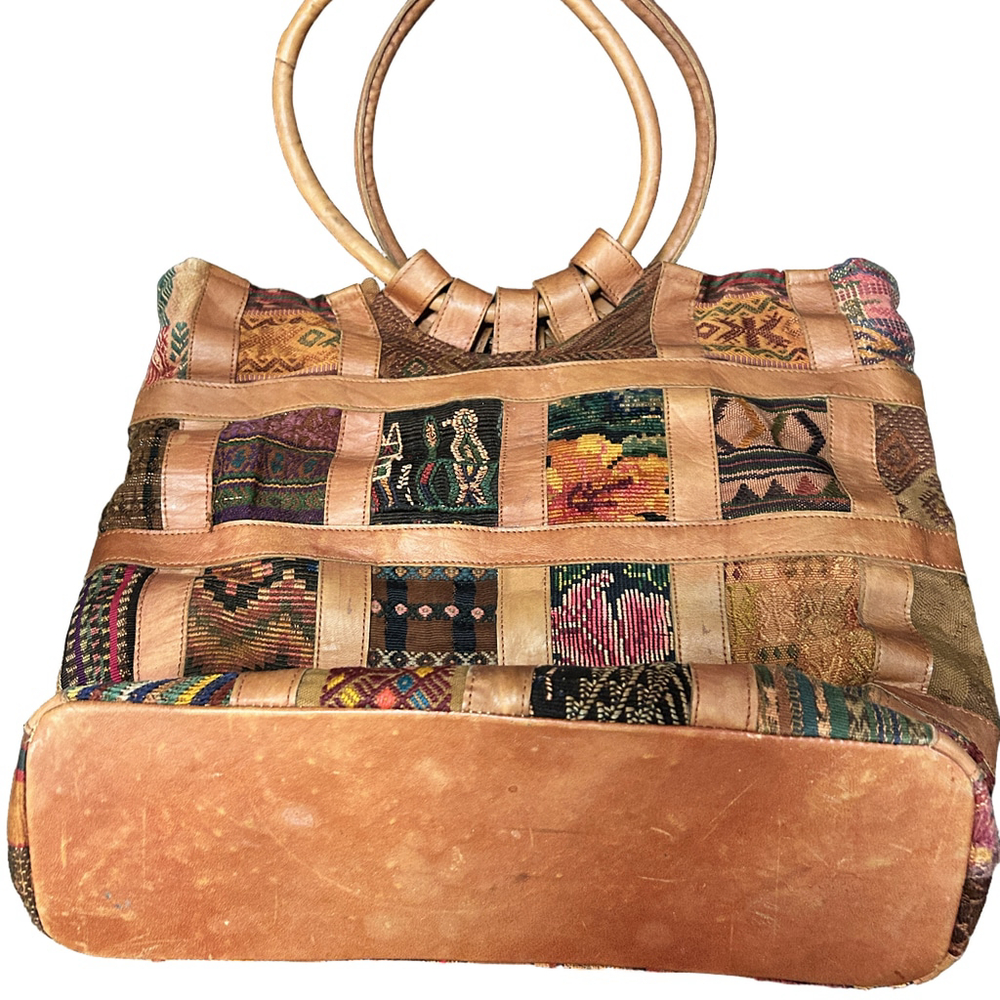 Hiptipico Leather Cotton Woven Boho Bag - Picture 3 of 7